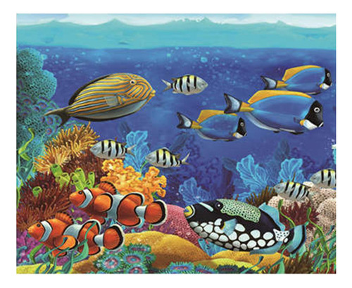 Adhesivo De Fondo De Acuario 3d Imagen De Paisaje 62x40cm