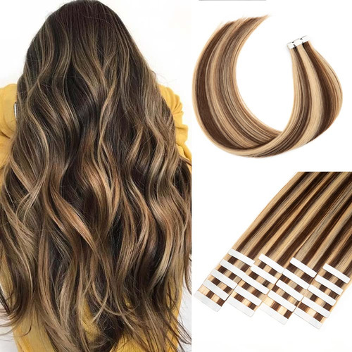 Extensiones De Cabello Natural Con Cinta Adhesiva, Color Mar