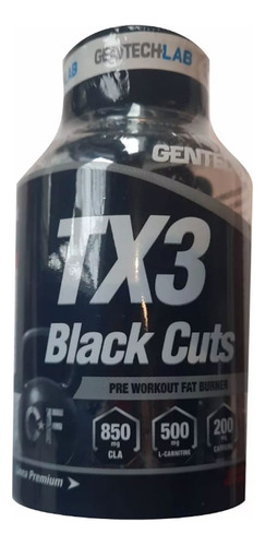 Quemagrasas Tx3 Black Cuts 60 Caps - Gentech - Pre Workout