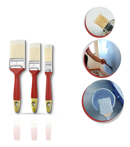 Imagem 3 de 6 de Kit Pincel Completo 9un P/ Pinturas Reforma Móveis Decoração