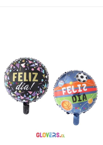 50 Globos Metálicos 45 Cm Feliz Día Con Varilla Gruesa