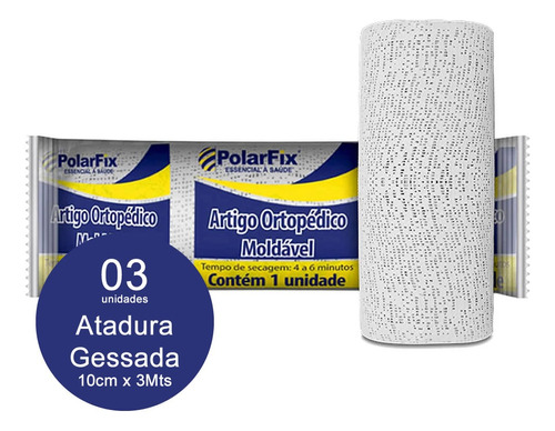 Atadura Gessada 10cm X 3m Gessoterapia Estética 3 Unidades