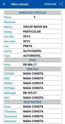 Volkswagem Up! Move 1.0 Total Flex 12v 5p 2014/2015 Preto