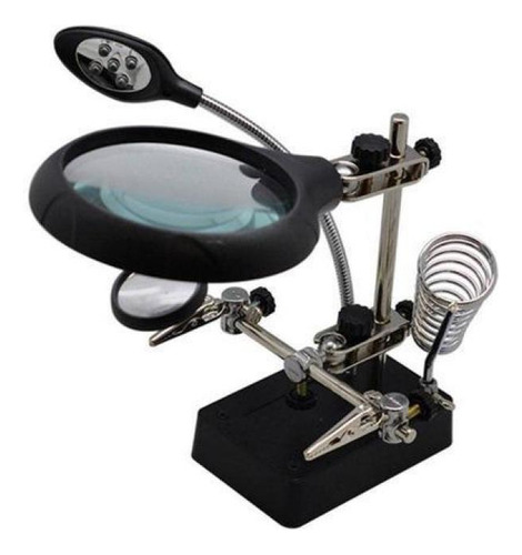 Lupa De Mesa Con Soporte Para Garras Y Luz Led