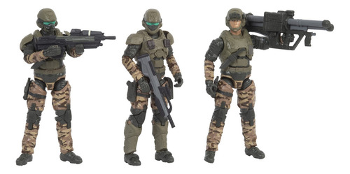 Halo De 3 Figuras De 4 Pulgadas, Marines De Unsc Co. Color Multicolor