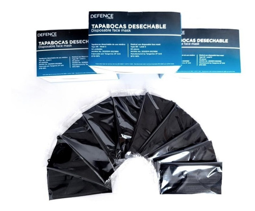 Mascarilla Desechable Negro Con Empaque Individual X 50 Und