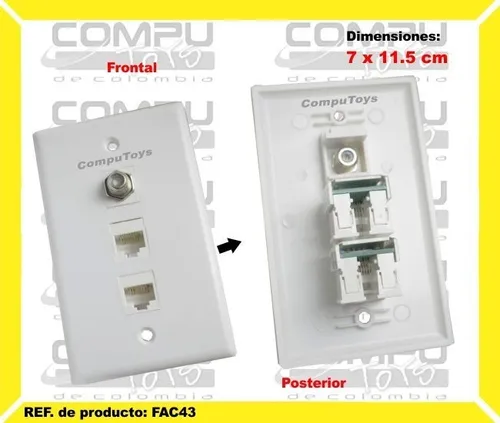 Toma De Pared Coaxial 1+ Rj45 (5e) Ref: Fac43 Computoys Sas