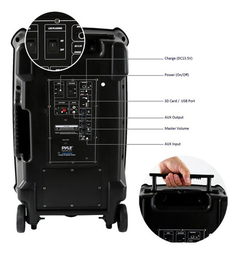 Pyle Bafle Portatil Pphp126wmu Fm Usb Mic Bluetooth