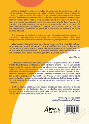 A Construção da Didática: Possibilidades para Edificar o Ensino, de Taques Margraf Althaus, Maiza. Editorial Appris Editora e Livraria Eireli - ME, capa mole em português, 2021