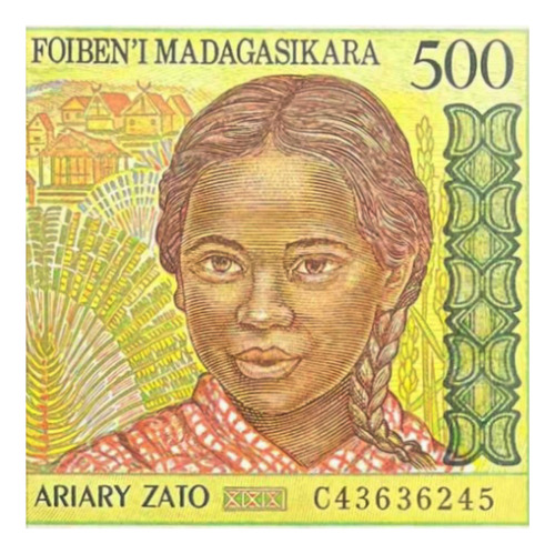 Madagascar - 500 Francos - Año 1994 - P #75 - Bueyes