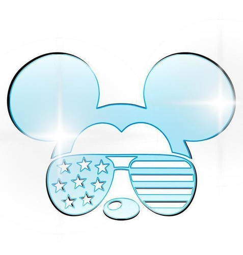 Acrílico Decorativo Espelhado Mickey Mouse De Óculos Azul