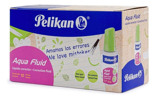 5 Pzas Corrector Liquido Pelikan 15900 Aqua Fluid 20 Ml. C/1