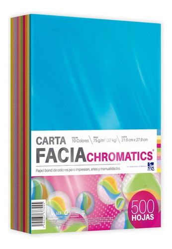 Papel Facia Chromatics Copamex 500 Hojas De Varios Colores 