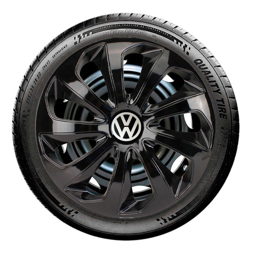 Jogo 4 Calotas Velox Aro 14 Preta Vw Gol G1 G2 G3 G4 G5 G6 G7 Up! Saveiro Fox Polo