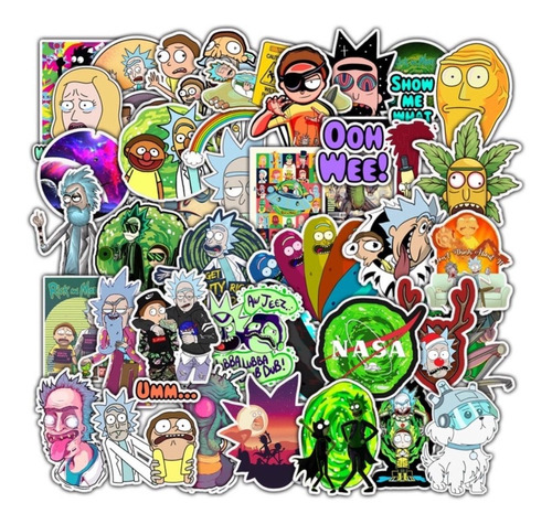 Set 25 Stickers Rick And Morty | Zona Friki