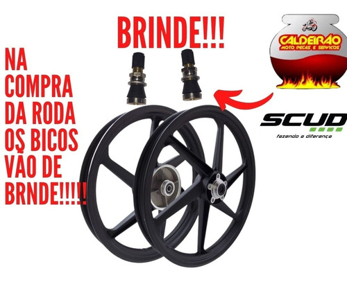 Imagem 1 de 3 de Roda De Liga Leve Titan 150 6 Pontas Scud 150 Preta Esd