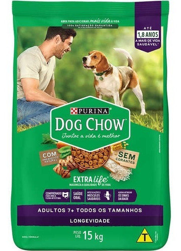 Ração Dog Chow Cão Adulto Longevidade 7+ Carne Frango 15kg