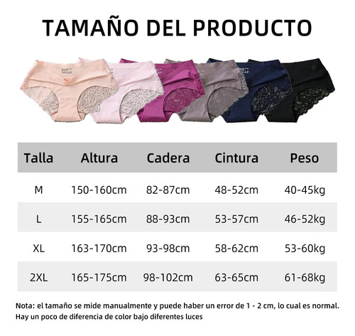 6 Calzones Bragas Cómodo De Seda Hielo De Encaje Para Mujer