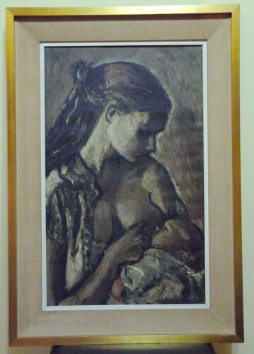 Imagen 1 de 3 de Cuadro Alberto Bruzzone Maternidad Oleo Antiguo Sobre Tela