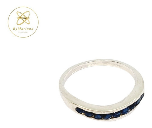 Imagen 2 de 5 de Anillo Plata Con Piedra Azul