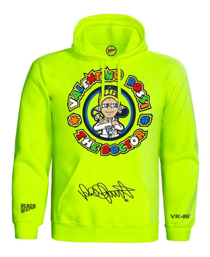 Sudadera De Valentino Rossi The Doctor Amarilla Con Gorro