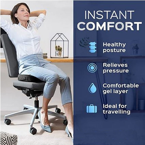 Imagen 4 de 10 de Cojin Ortopedico Asiento Memory Foam Y Gel Hemorroides Coxis