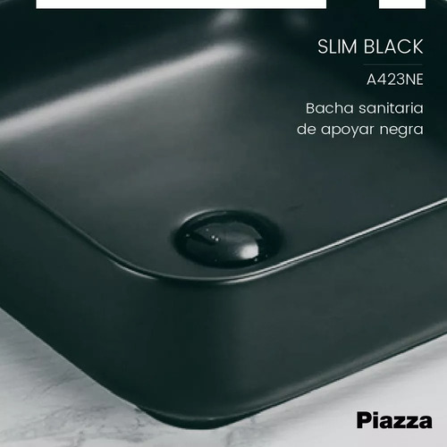 Bacha Apoyo Cuadrada A423ne Piazza Lavatorio Pileta Black