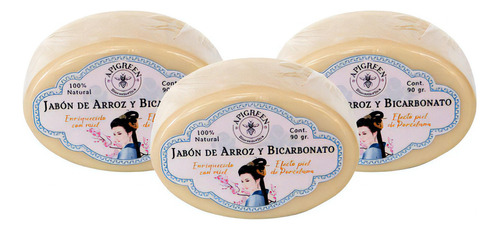 Jabón De Arroz Y Bicarbonato Apigreen Piel De Porcelana 3pzs