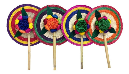 120 Abanicos De Palma Multicolores ( Fiesta Mexicana )