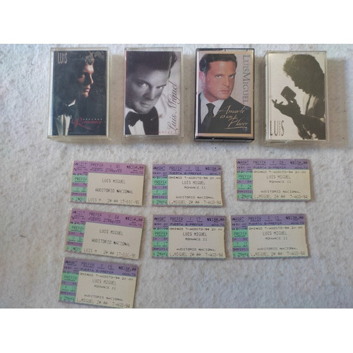 4 Cassettes De Luis Miguel + 7 Boletos Para Coleccionar 