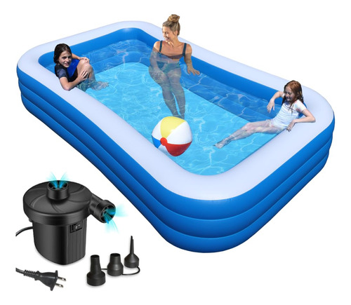 Piscina Inflable Con Bomba, Triple Cámara, Doble Grosor