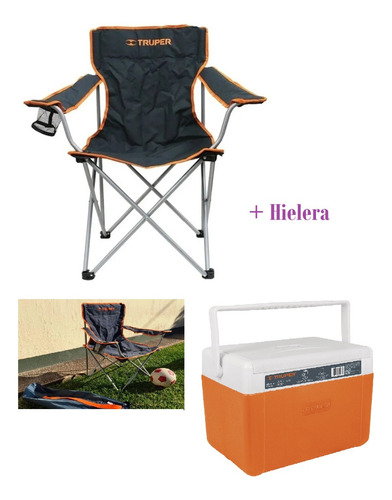Hielera Para 12 Latas Con Silla Pegable, Portavasos Y Funda
