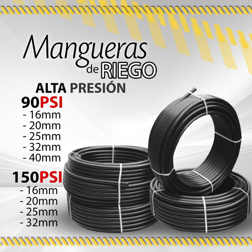 Manguera Riego Rollo 100 Mts Baja Presion 60psi/varias Medid