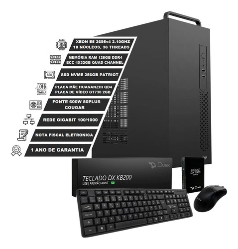 Servidor Xeon E5 2695v4 18 Núcleos 128gb Ram Ecc 256gb Nvme
