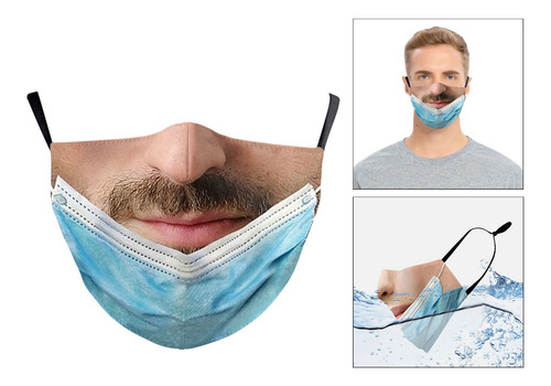 2x Mascarilla De Broma Reutilizable Lavable Ajustable