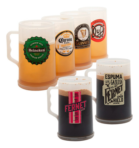 6 Vaso Chopp Gel Refrigerante Frío Cerveza Fernet 1 Litro