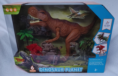 T-rex Dinosaur Planet Muñeco Juguete 30x40cms Set 6pzas