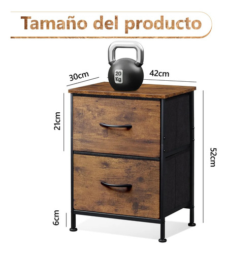 Buró FURRIFIC Juego De 2 Mesitas De Noche, Armario De Almacenamiento No Tejido Con 2 Cajones, Mesa Auxiliar De Sofá Retro Para Dormitorio, Sala De Estar, Balcón, Habitación De Niños.