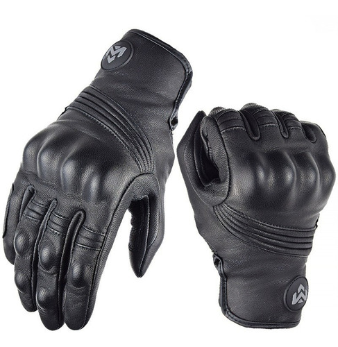 Guantes Mj Moto En Cuero Legítimo Retro Protección