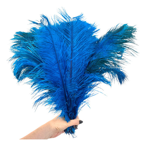 Plumas Avestruz Tipo Palito 100g Ideal P/ Trajes De Carnaval Cor Azul-turquesa