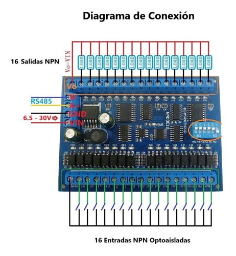 Modulo Rs485 16 In-out Digitales Compatible Con Arduino Plc
