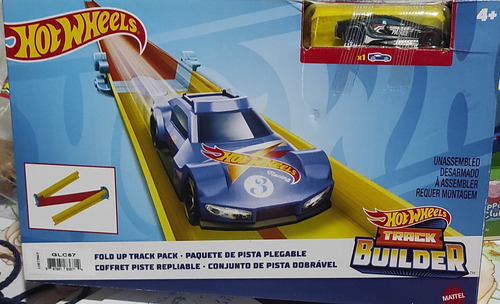 Hot Wheels Pista Track Builder Plegable Amarillo Con Naranja