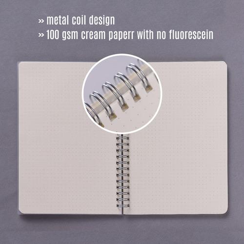 Cuaderno Espiral A5 Con Banda Elástica, Páginas Punteadas Pa