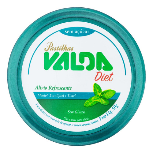 Pastilhas Valda Mentol, Eucaliptol E Timol Sem GlĂșten 50 G