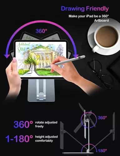 Soporte magnético para iPad Pro de 12.9 pulgadas, soporte magnético  ajustable de 360° compatible con soporte magnético para iPad de 12.9  pulgadas