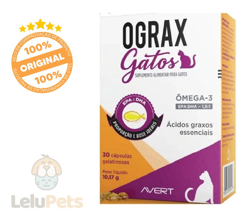 Ograx Gatos Suplemento Alimentar Para Gato Avert 30 Cápsulas
