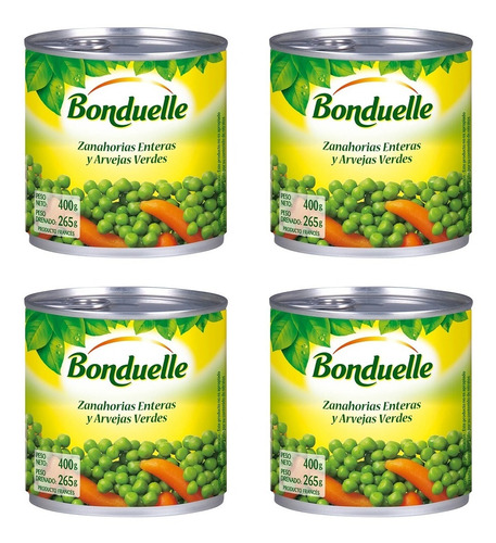 Zanahorias Enteras Y Arvejas Bonduelle X400 Gr X4 Unidades