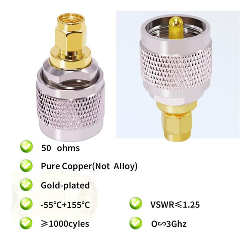 Cnario Sma Macho A Uhf Pl-259 Conector Coaxial Masculino Al