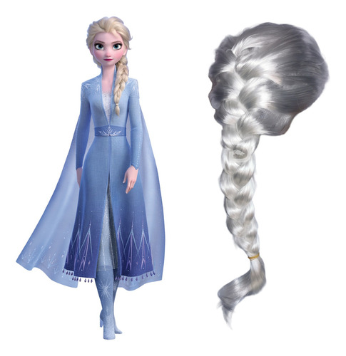 Peluca Elsa Frozen Dorado Blanco Disfraz Princesa Halloween