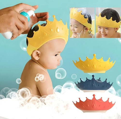 Gorro De Baño Visera Ducha Silicona Diseño Corona Ajustable